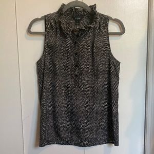 JCrew Black and White Print Ruffled Blouse